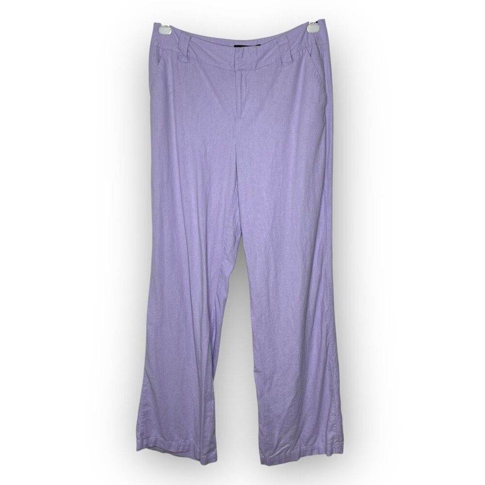 Chadwicks Purple Linen Blend Wide Leg Pants Women’s Size 12 Tall